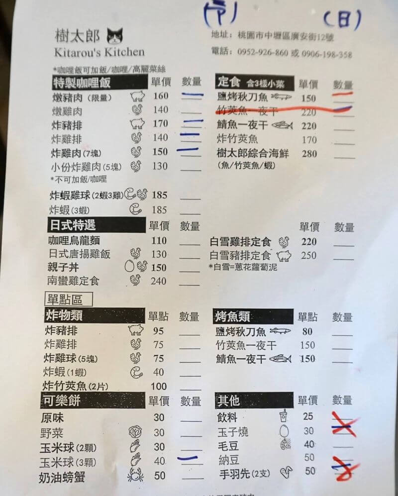 樹太郎菜單價格menu