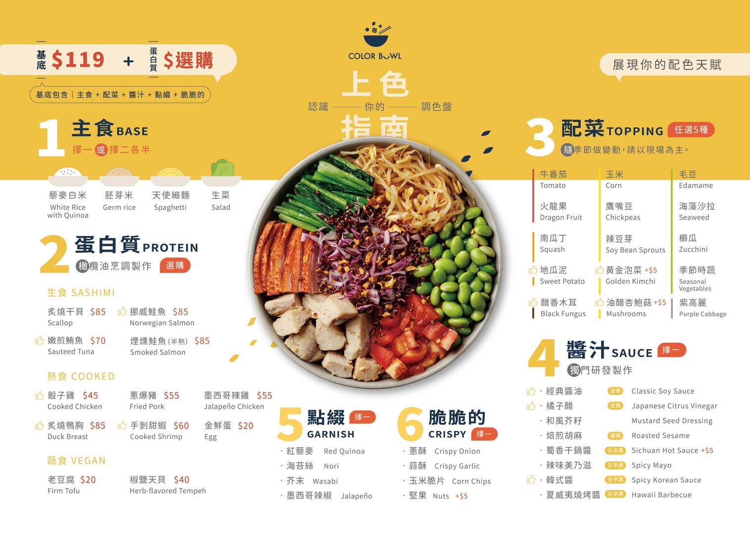 新竹竹科美食推薦|彩碗大推海鮮新鮮好吃高CP的夏威夷拌飯 - 第5張圖 彩碗菜單